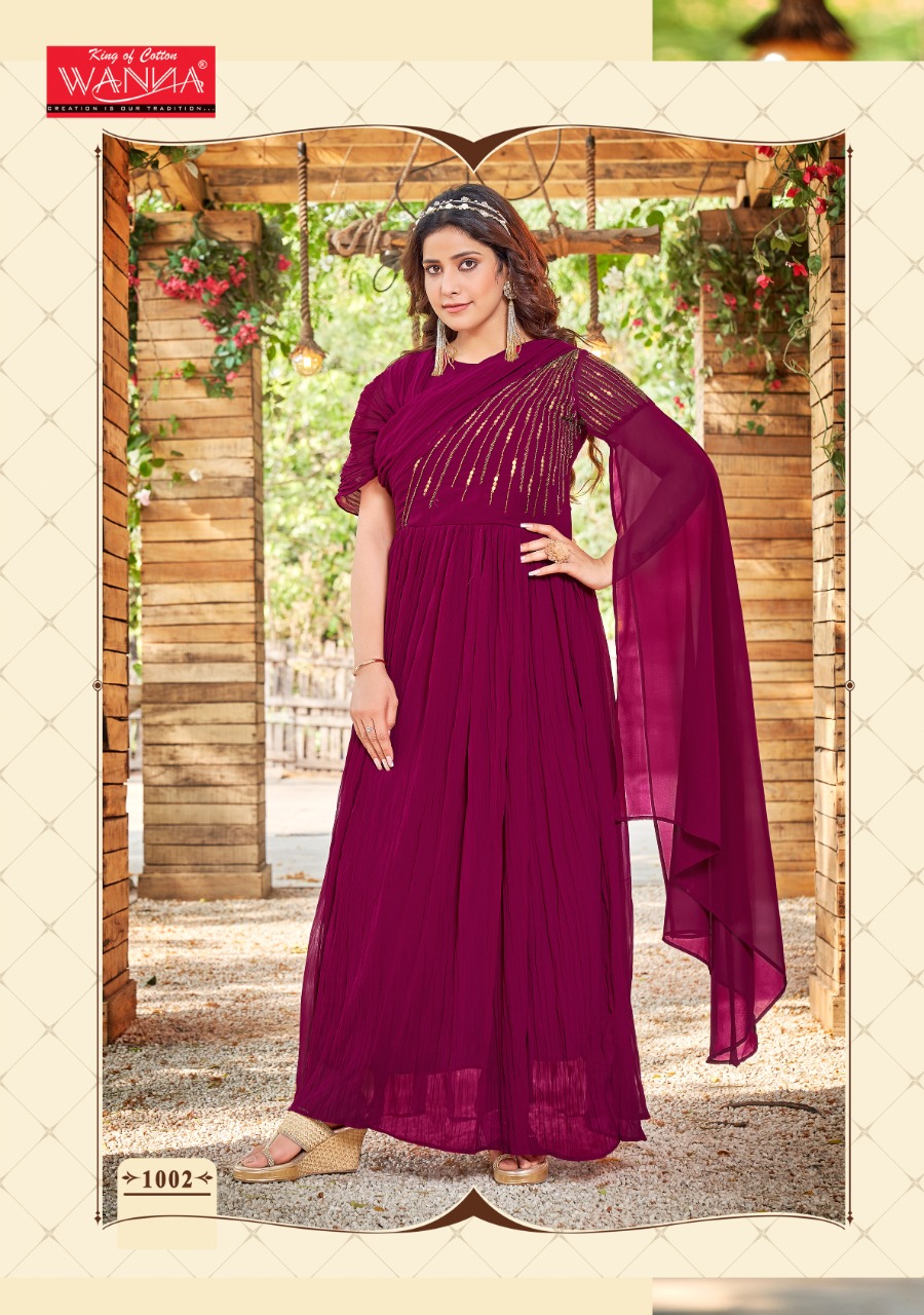 Wanna Pink Stylish Fancy Indo Western Kurti With Heavy Layer Gown